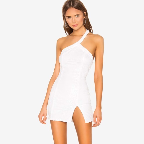 superdown Dresses & Skirts - Superdown Cicely Mini Dress Size M White Sequin Glam Sexy Night‎ Out Revolve